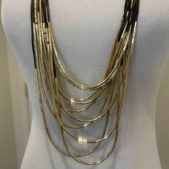 Natasha Jewelry Black and Gold Necklace - Picture 2 of 6